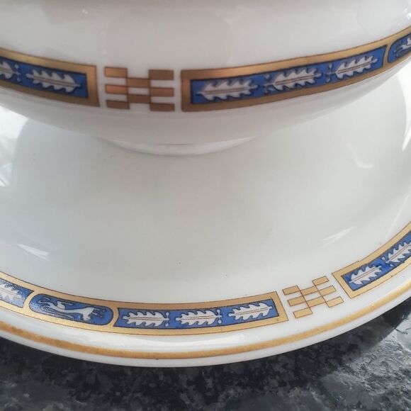 VINTAGE Syracuse Mistic Blue Gravy Boat on base - Picture 2 of 5